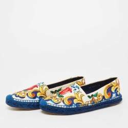 Pre Owned Dolce & Gabbana Multicolor Majolica Print Canvas Slip On Espadrilles Size 38