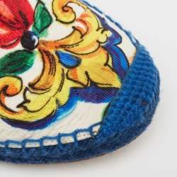 Pre Owned Dolce & Gabbana Multicolor Majolica Print Canvas Slip On Espadrilles Size 38