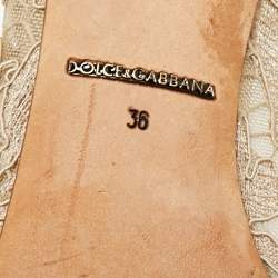 Pre Owned Dolce & Gabbana Beige Lace Bellucci Crystal Embellished Pointed Toe Pumps Size 36