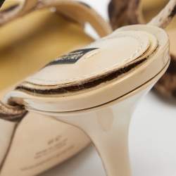 مملوكة مسبقًا Dolce & Gabbana Brown Leopard Printed Canvas Ankle Strap Sandals Size 39