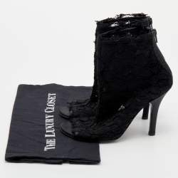 Pre Owned Dolce & Gabbana Black Lace Peep Toe Booties Size 36