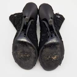 Pre Owned Dolce & Gabbana Black Lace Peep Toe Booties Size 36