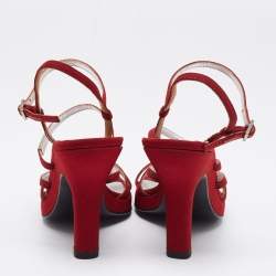 Dolce & Gabbana Red Fabric Strappy Sandals Size 38