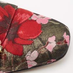 Dolce & Gabbana Multicolor Floral Jacquard Fabric Crystal Embellished Buckle Loafers Size 38.5