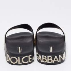 Pre Owned Dolce & Gabbana Brown Leopard Print Leather Flat Slides Size 37