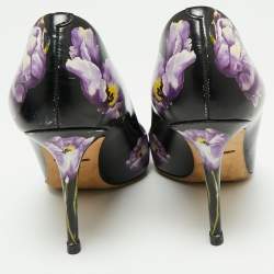 Pre Owned Dolce & Gabbana Tri Color Floral Print Leather Pointed Toe Pumps Size 39