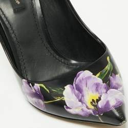 Pre Owned Dolce & Gabbana Tri Color Floral Print Leather Pointed Toe Pumps Size 39