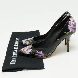 Pre Owned Dolce & Gabbana Tri Color Floral Print Leather Pointed Toe Pumps Size 39
