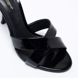 Pre Owned Dolce & Gabbana Black Leather Criss Cross Slide Sandals Size 37