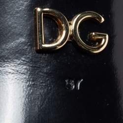 Pre Owned Dolce & Gabbana Black Leather Criss Cross Slide Sandals Size 37