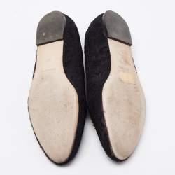 Dolce & Gabbana Black Brocade Fabric Slip on Loafers Size 38