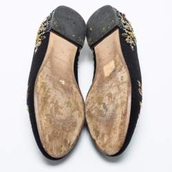Dolce & Gabbana Black Fabric And Sequin Embroidered Smoking Slippers Size 40