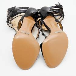 Pre Owned Dolce & Gabbana Black Patent Leather Studded Gladiator Sandals Size 39.5