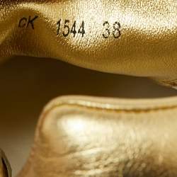 Pre Owned Dolce & Gabbana Gold/White Portofino Leather And PVC  Trainers Low Top Sneakers 38