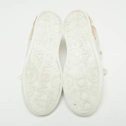 Pre Owned Dolce & Gabbana Gold/White Portofino Leather And PVC  Trainers Low Top Sneakers 38