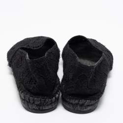 Pre Owned Dolce & Gabbana Black Lace Flat Espadrilles Size 38