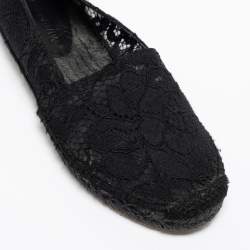 Pre Owned Dolce & Gabbana Black Lace Flat Espadrilles Size 38