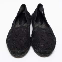 Pre Owned Dolce & Gabbana Black Lace Flat Espadrilles Size 38