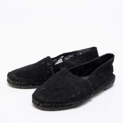 Pre Owned Dolce & Gabbana Black Lace Flat Espadrilles Size 38