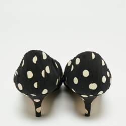 Pre Owned Dolce & Gabbana Black/White Polka Dot Fabric Peep Toe Pumps Size 39