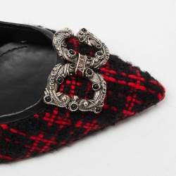 Pre Owned Dolce & Gabbana Red/Black Tweed DG Amore Pumps Size 39