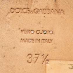 Pre Owned صندل سلايد دولتشى أند غابانا فلات مزخرف كريستال كانفاس مقوى طباعة فهد بنى مقاس 37.5