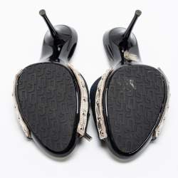 Pre Owned Dolce & Gabbana Navy Blue/Black Canvas Slide Sandals Size 39