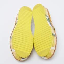 Pre Owned Dolce & Gabbana Tri-Color Lemon Print Fabric Platform Espadrilles Size 36