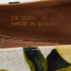 Pre Owned Dolce & Gabbana Tri-Color Lemon Print Fabric Platform Espadrilles Size 36