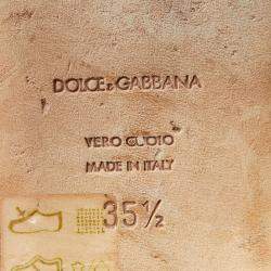 Pre Owned حذاء سلايد فلات دولتشي أند غابانا بيانكا مزخرف كريستال دانتيل و ساتان أحمر مقاس 37