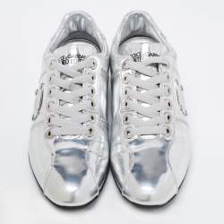 Pre Owned Dolce & Gabbana Silver Metallic Leather Limited Edition Sneakers Size 36.5