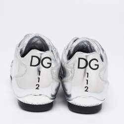 Pre Owned Dolce & Gabbana Silver Metallic Leather Limited Edition Sneakers Size 36.5