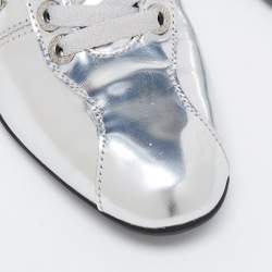Pre Owned Dolce & Gabbana Silver Metallic Leather Limited Edition Sneakers Size 36.5