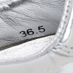 Pre Owned Dolce & Gabbana Silver Metallic Leather Limited Edition Sneakers Size 36.5