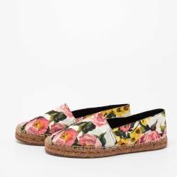 Pre Owned Dolce & Gabbana Multicolor Floral Print Fabric Flat Espadrilles Size 40