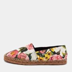 Pre Owned Dolce & Gabbana Multicolor Floral Print Fabric Flat Espadrilles Size 40