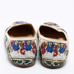 Dolce & Gabbana Multicolor Sequin Embellished Smoking Slippers Size 37.5