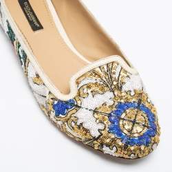 Dolce & Gabbana Multicolor Sequin Embellished Smoking Slippers Size 37.5