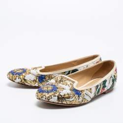Dolce & Gabbana Multicolor Sequin Embellished Smoking Slippers Size 37.5