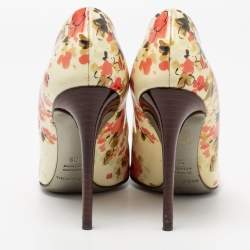 Pre Owned Dolce & Gabbana Multicolor Floral Print Patent Leather Peep-Toe Pumps Size 36