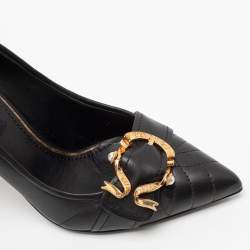 Pre Owned Dolce & Gabbana Black Quilted Leather Buckle Detail Pumps Size 35