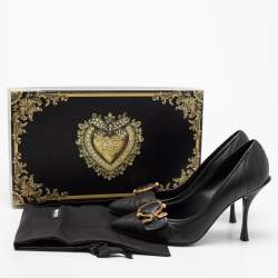 Pre Owned Dolce & Gabbana Black Quilted Leather Buckle Detail Pumps Size 35