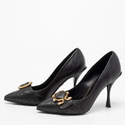 Pre Owned Dolce & Gabbana Black Quilted Leather Buckle Detail Pumps Size 35