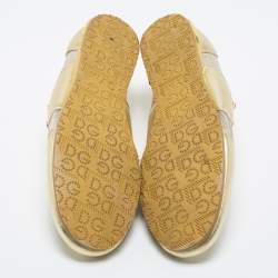 Pre Owned Dolce & Gabbana Metallic Gold Leather And Mesh Low Top Sneakers Size 41