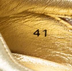 Pre Owned Dolce & Gabbana Metallic Gold Leather And Mesh Low Top Sneakers Size 41