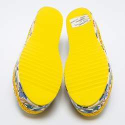 Pre Owned Dolce & Gabbana Multicolor Print Canvas Platform Espadrille Flats Size 40