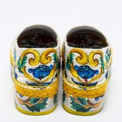Pre Owned Dolce & Gabbana Multicolor Print Canvas Platform Espadrille Flats Size 40