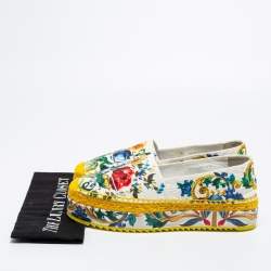 Pre Owned Dolce & Gabbana Multicolor Print Canvas Platform Espadrille Flats Size 40