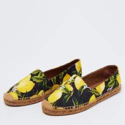 Dolce & Gabbana Multicolor Lemon Print Fabric Platform Espadrille Flats Size 40