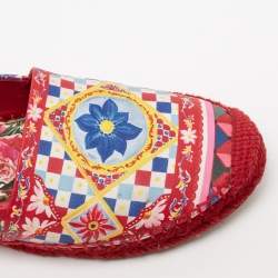 Pre Owned Dolce & Gabbana Multicolor Floral Print Leather Espadrille Flats Size 40